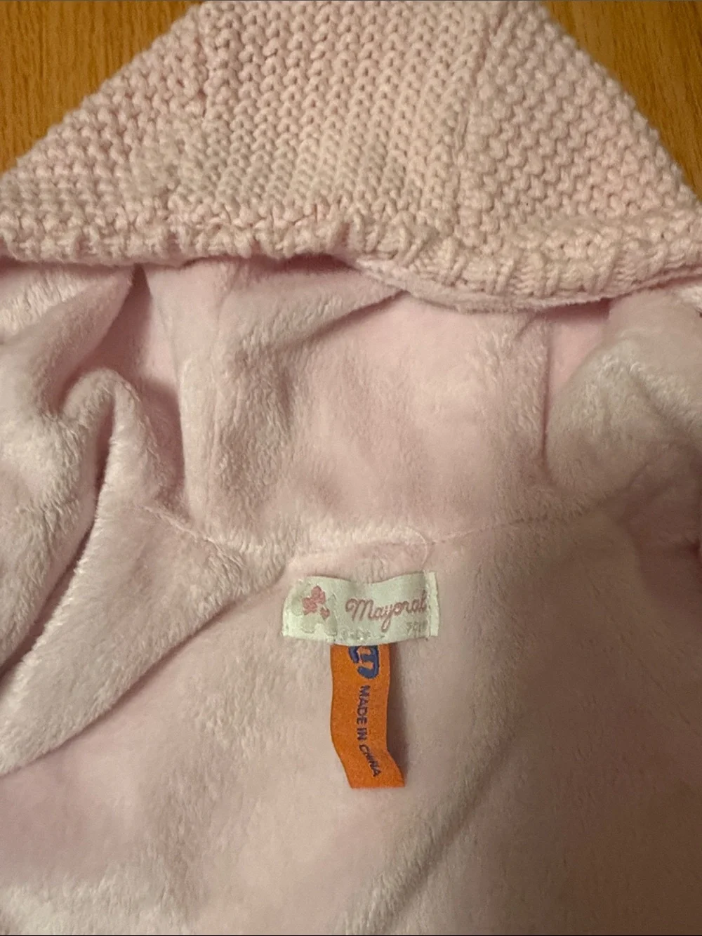 Mayoral Light Pink Knitted Hooded Baby Jacket